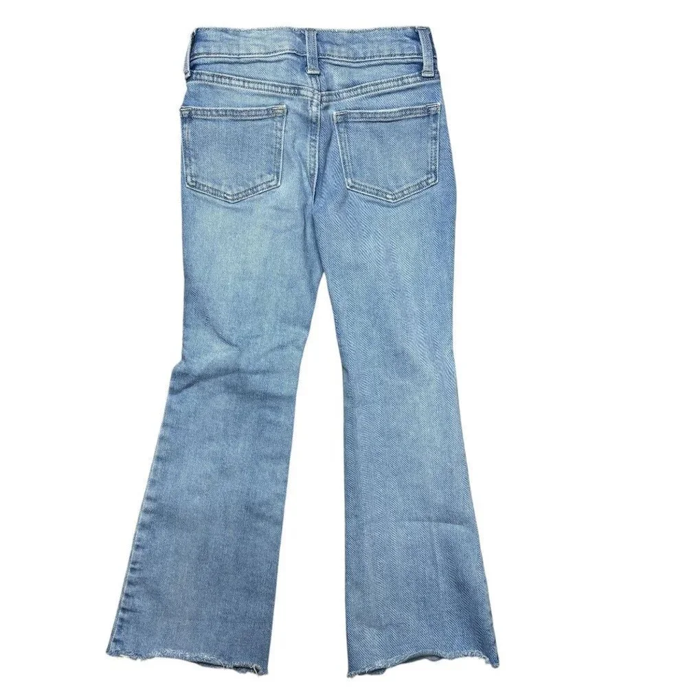 Old Navy Girls Flare Leg Jeans Size 8 Distressed Light Wash